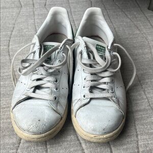 Broken in - worn Adidas Stan Smith White and Green Sneakers